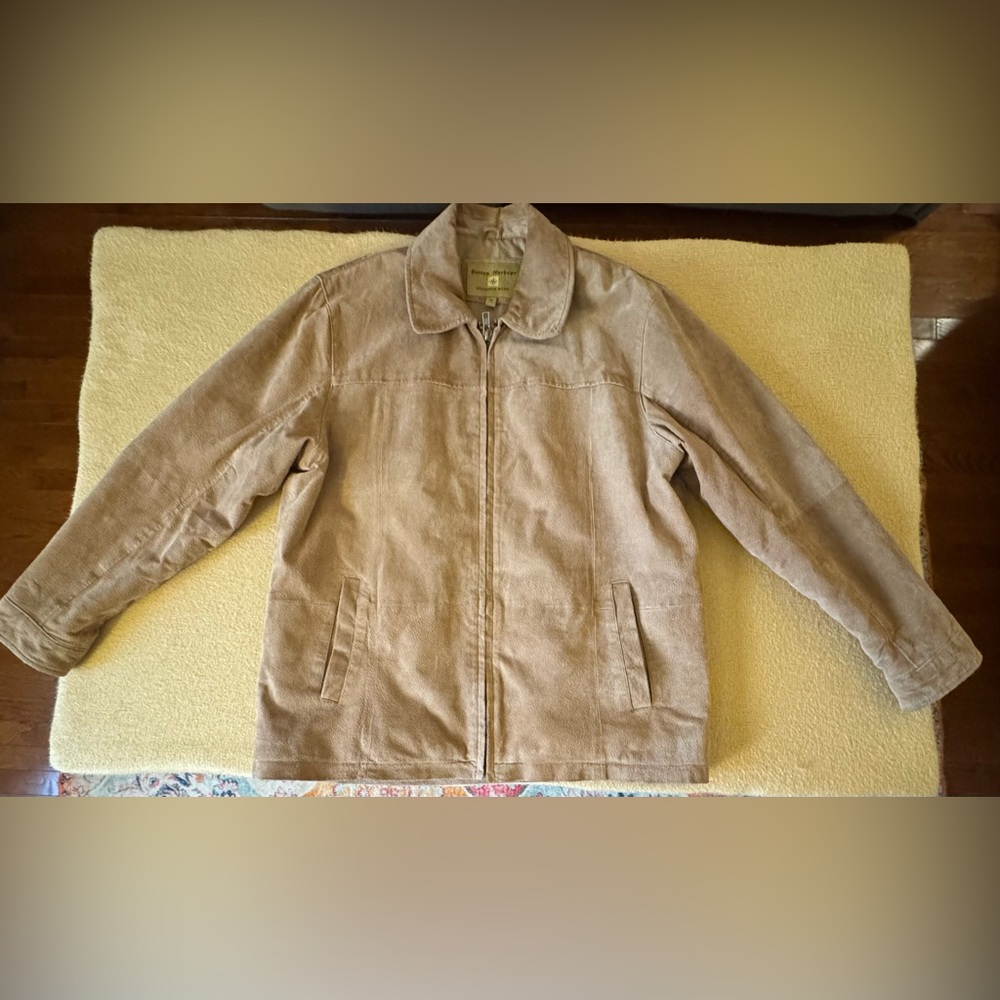 Boston Harbour Vintage Men's Beige Lightweight Suede Leather Jacket